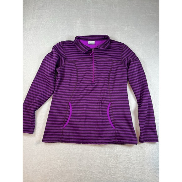 Columbia Tops - Columbia Hoodie - Purple Black Sweater Omni Wick - Womens Medium Hiking Outdoor
